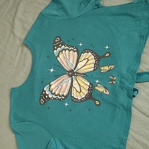 Butterfly graphic open back tee
